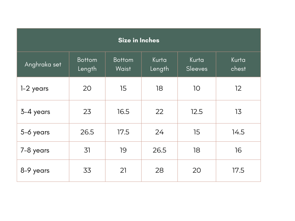 Size chart