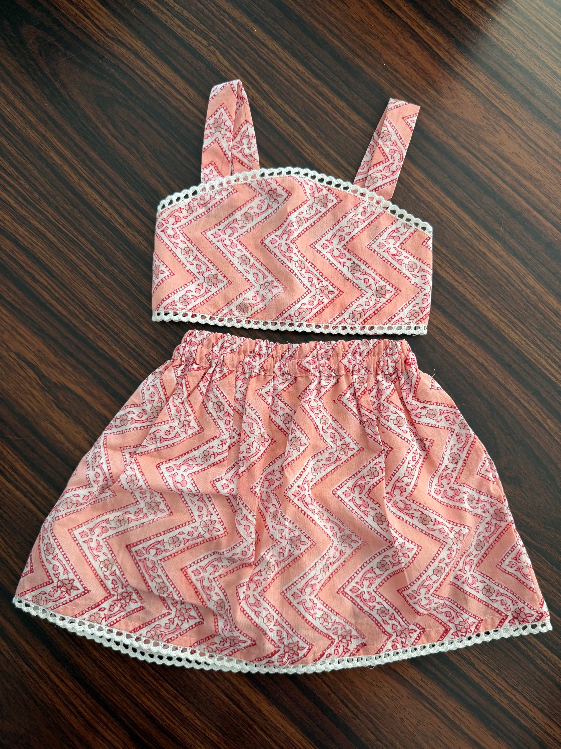 Coral Chevron Co-ord Set