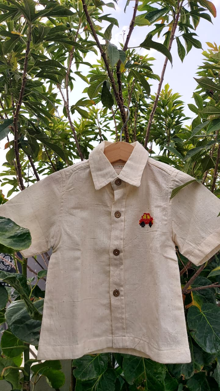 Summer Khadi shirt with cross stitch 