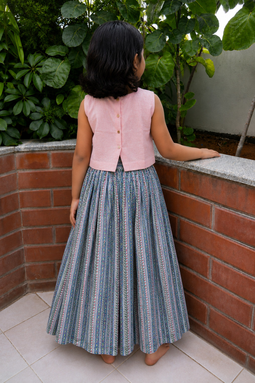 Gulabi Stripe Lehenga Set