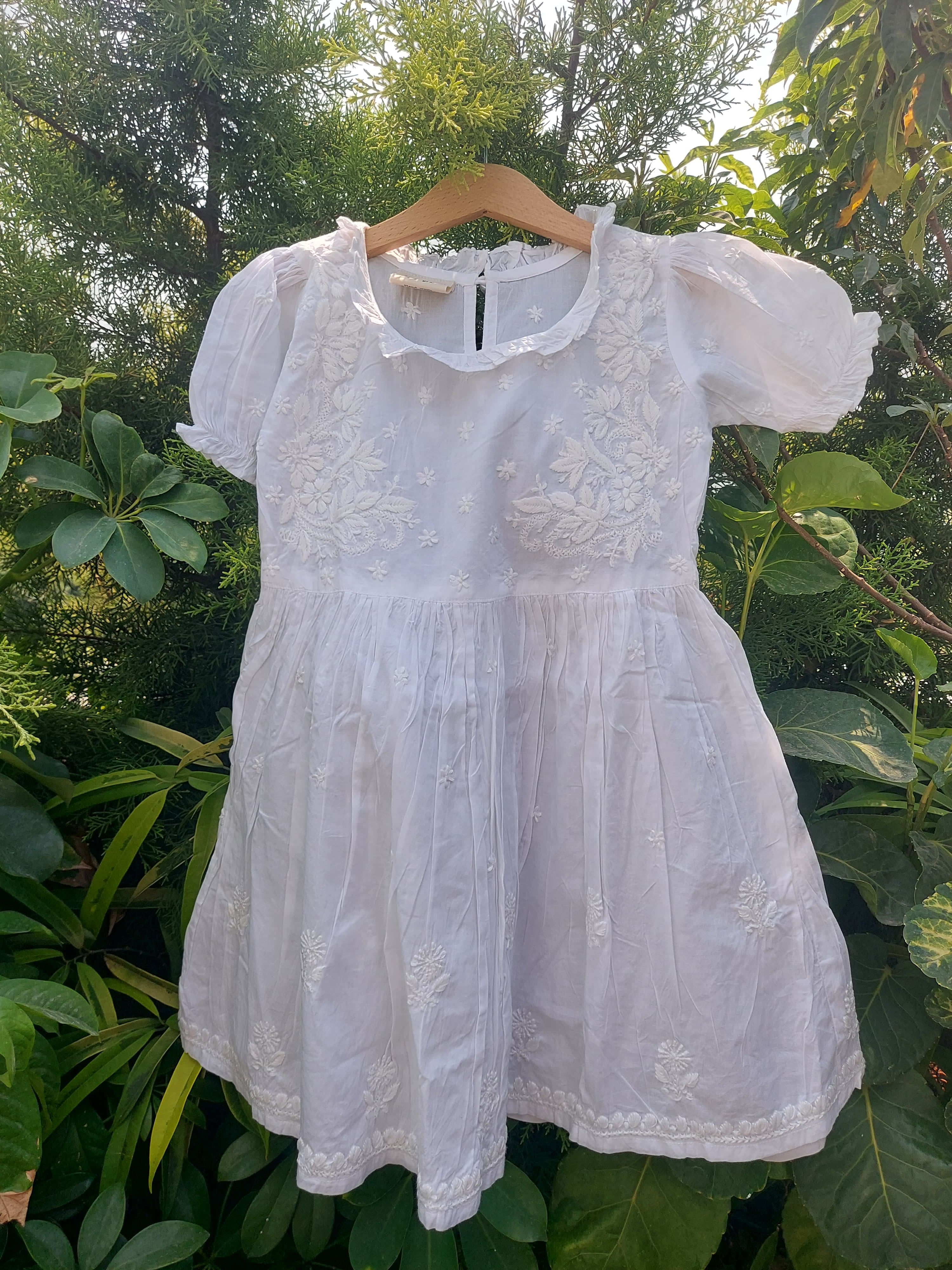 Bloom Chikankari Mul Cotton Dress