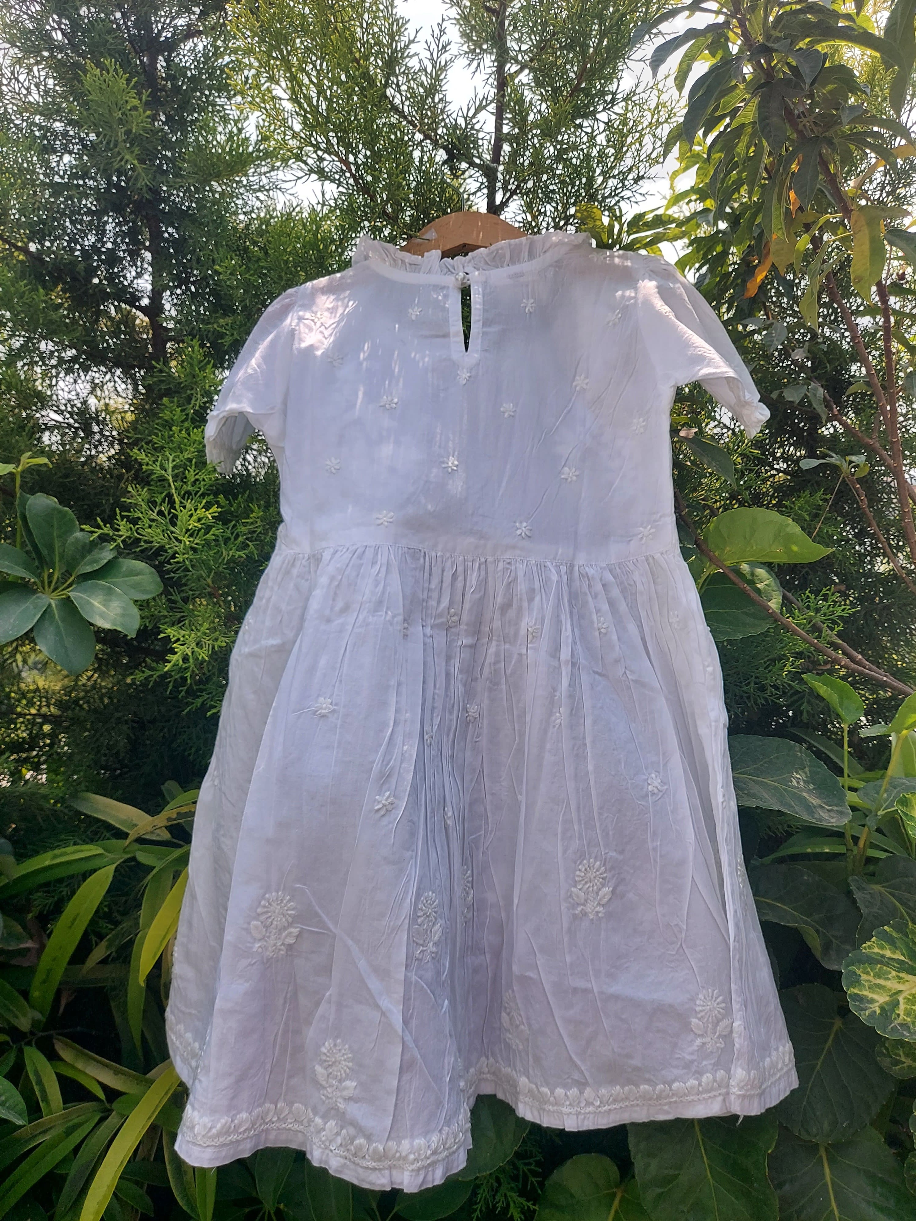 Bloom Chikankari Mul Cotton Dress