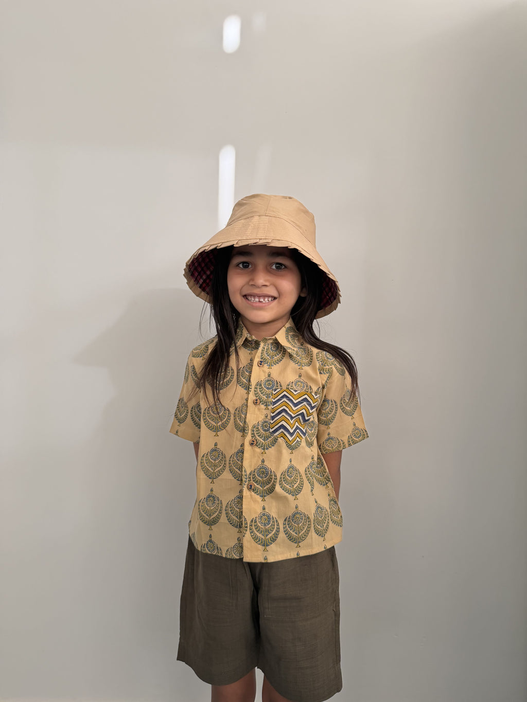 Brown Bloom Block Print Shirt