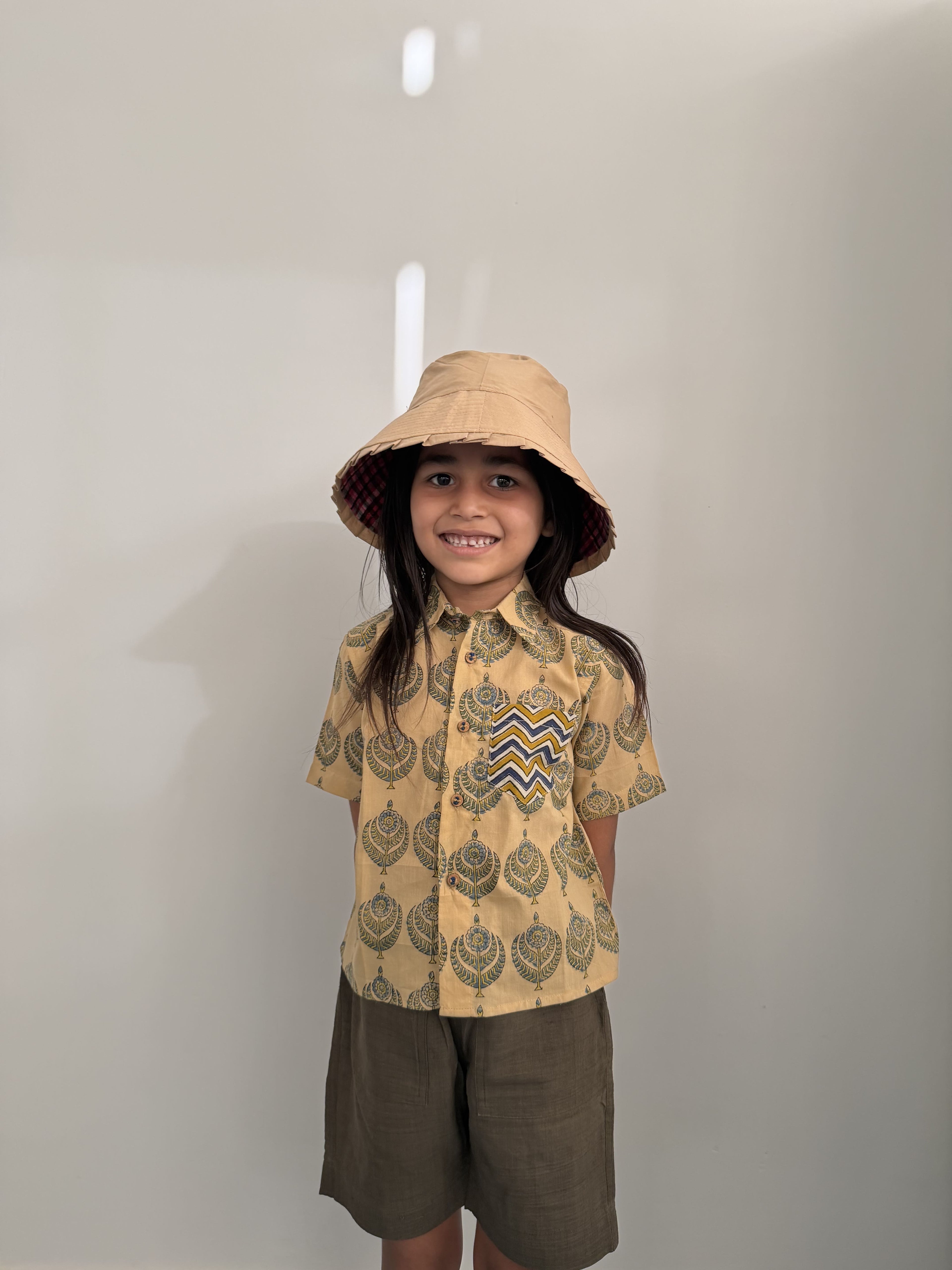 Brown Bloom Block Print Shirt