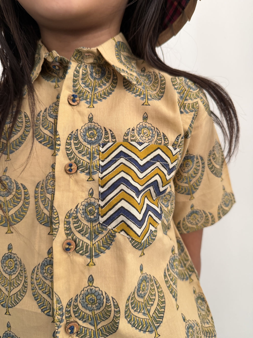 Brown Bloom Block Print Shirt