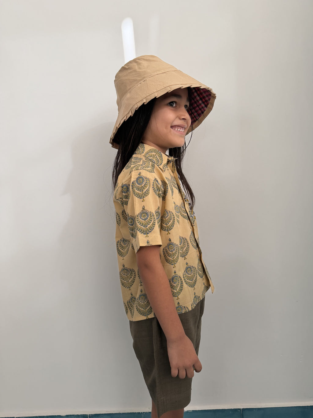 Brown Bloom Block Print Shirt