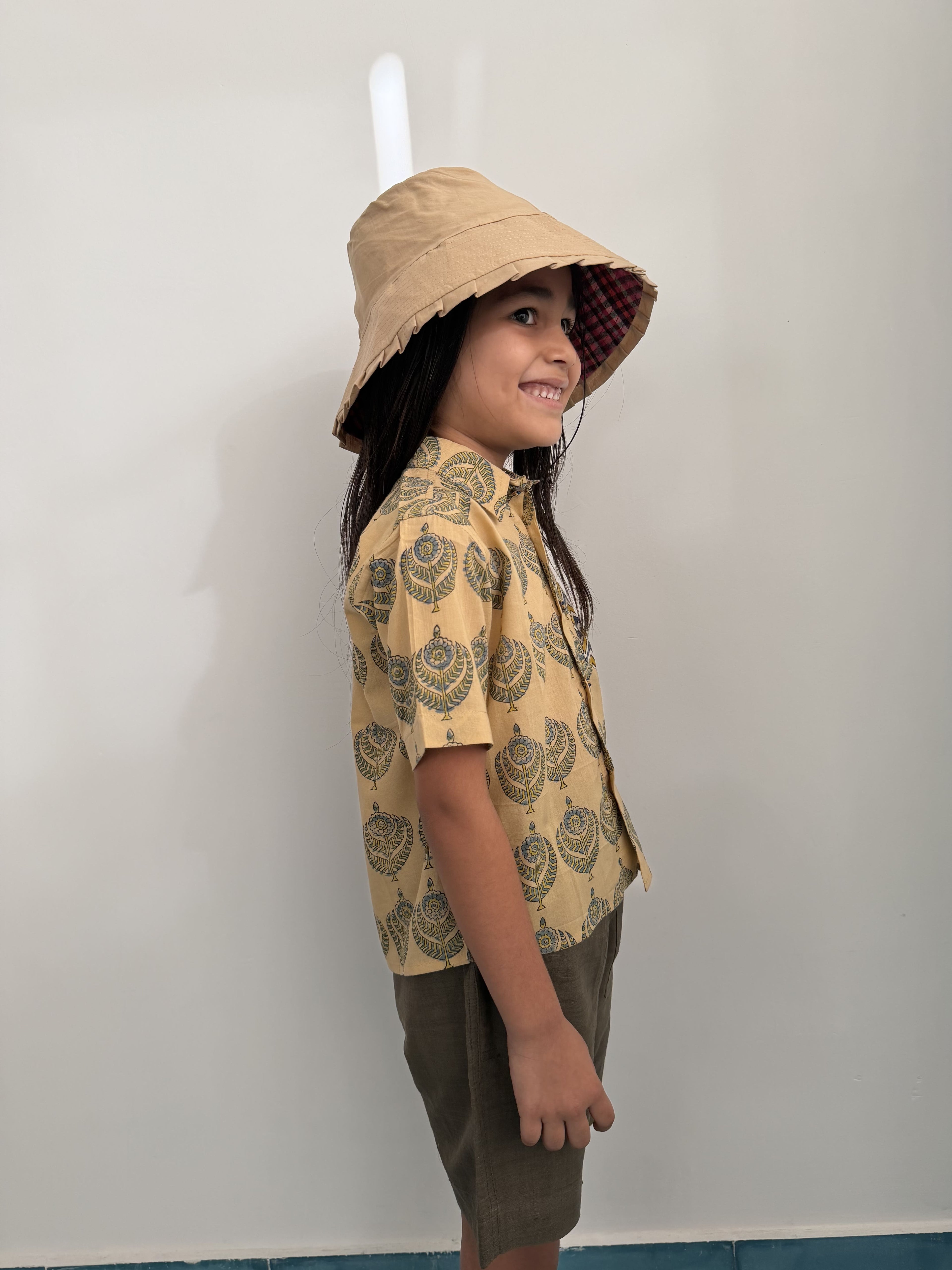 Brown Bloom Block Print Shirt