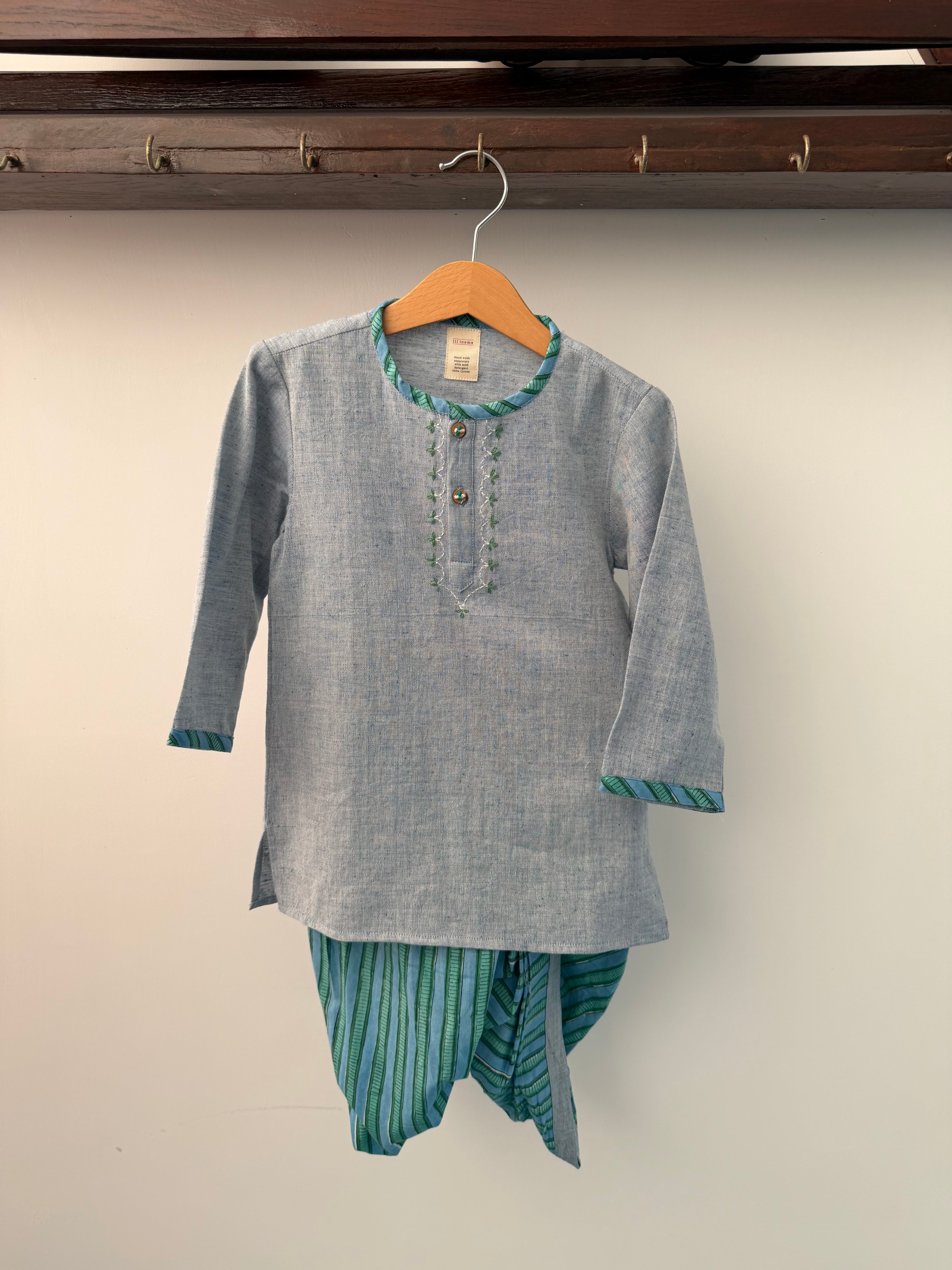 Teal Tales Dhoti Set