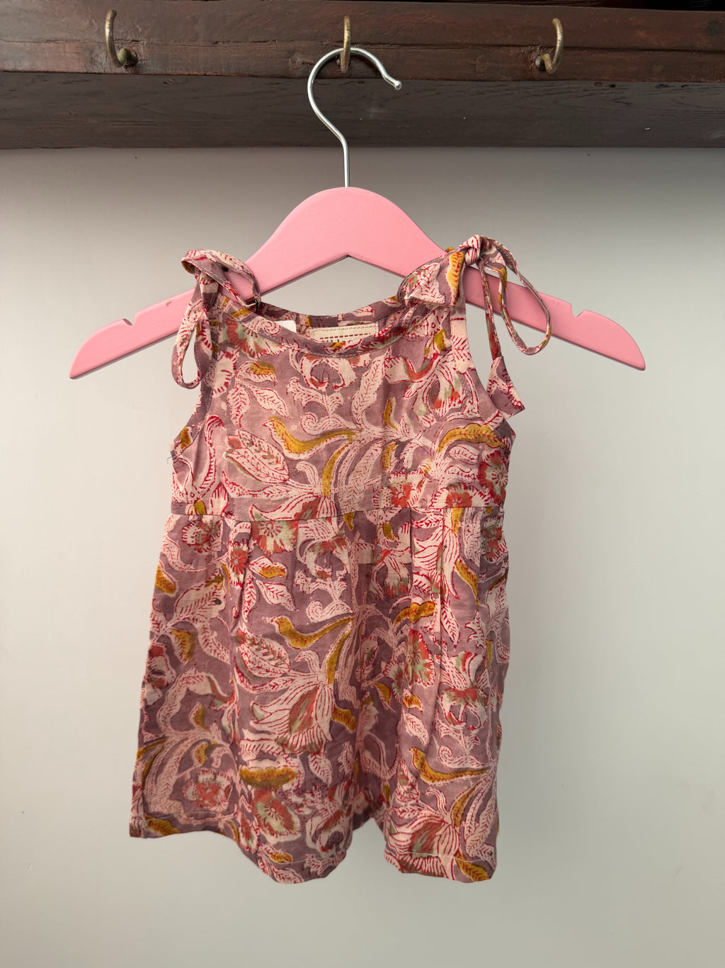 Wine Floral Baby Knot Dress