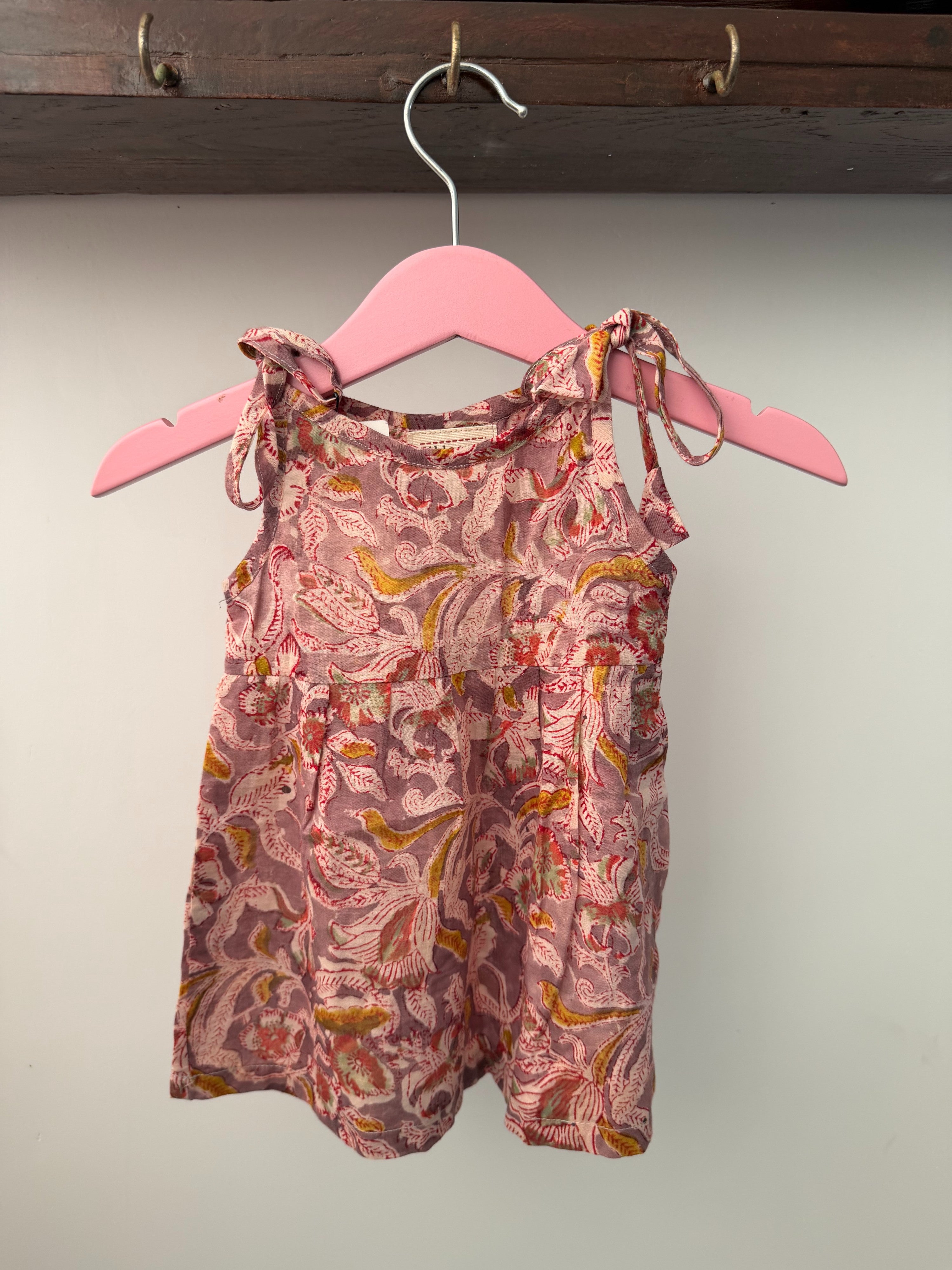 Wine Floral Baby Knot Dress