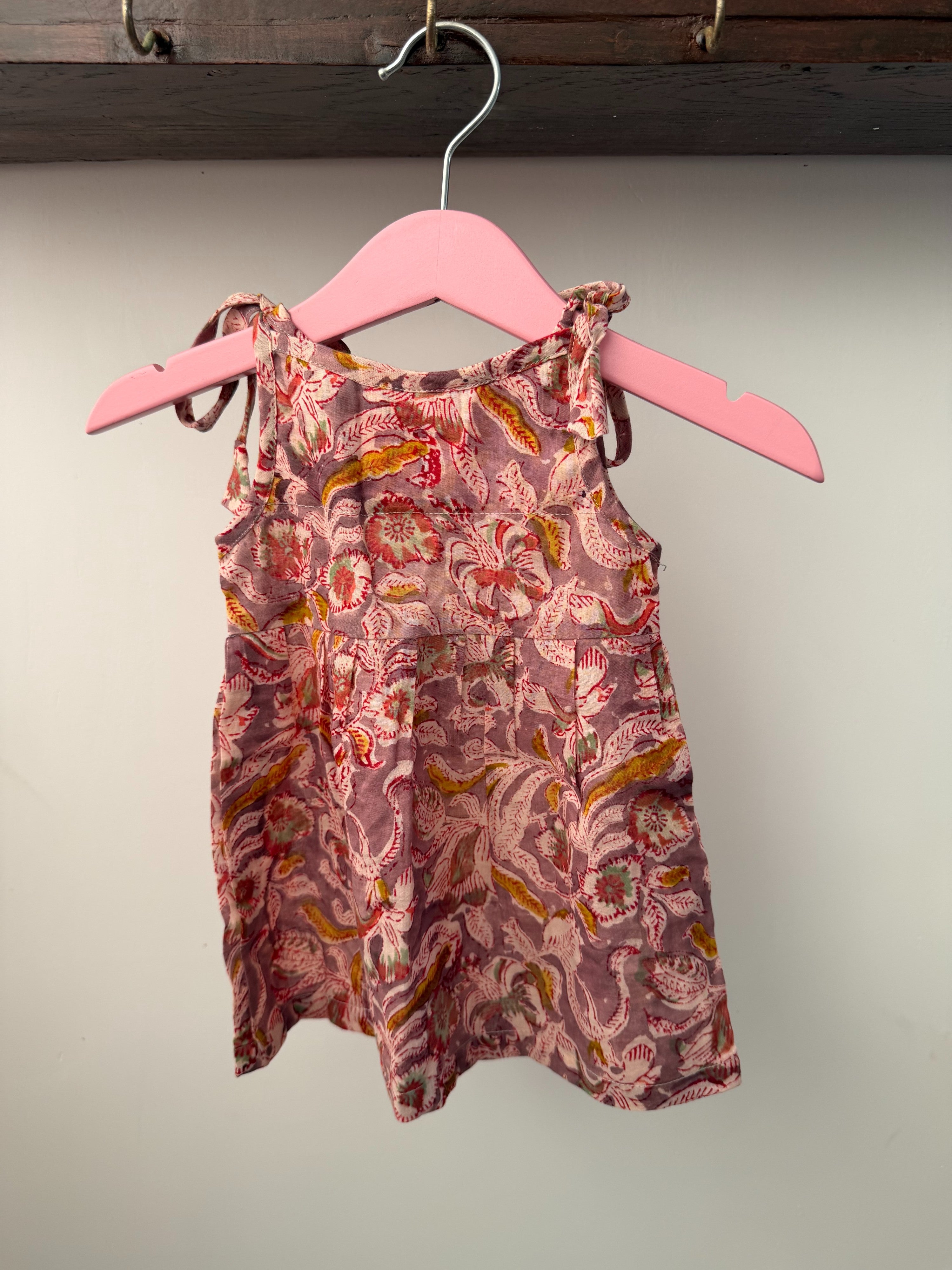 Wine Floral Baby Knot Dress