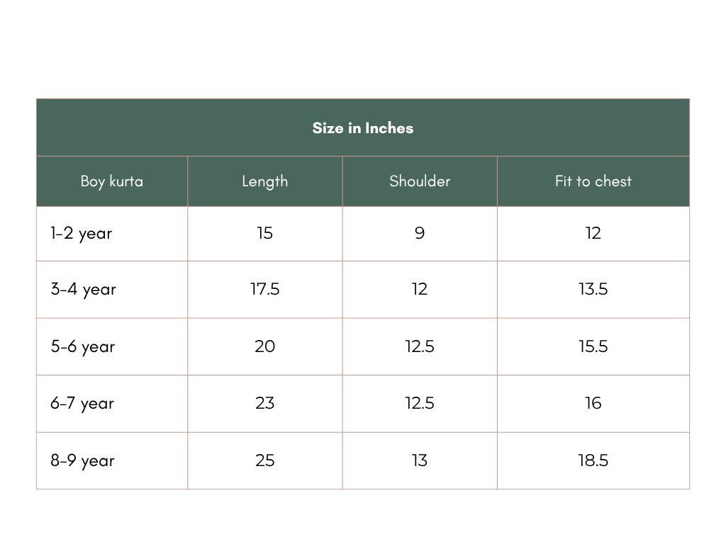 Size chart
