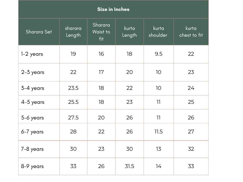 Size chart