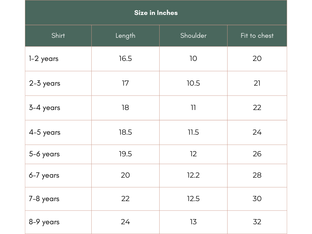 Size chart