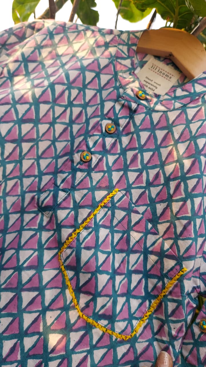Blueberry Bloom Full-Sleeve Kurta