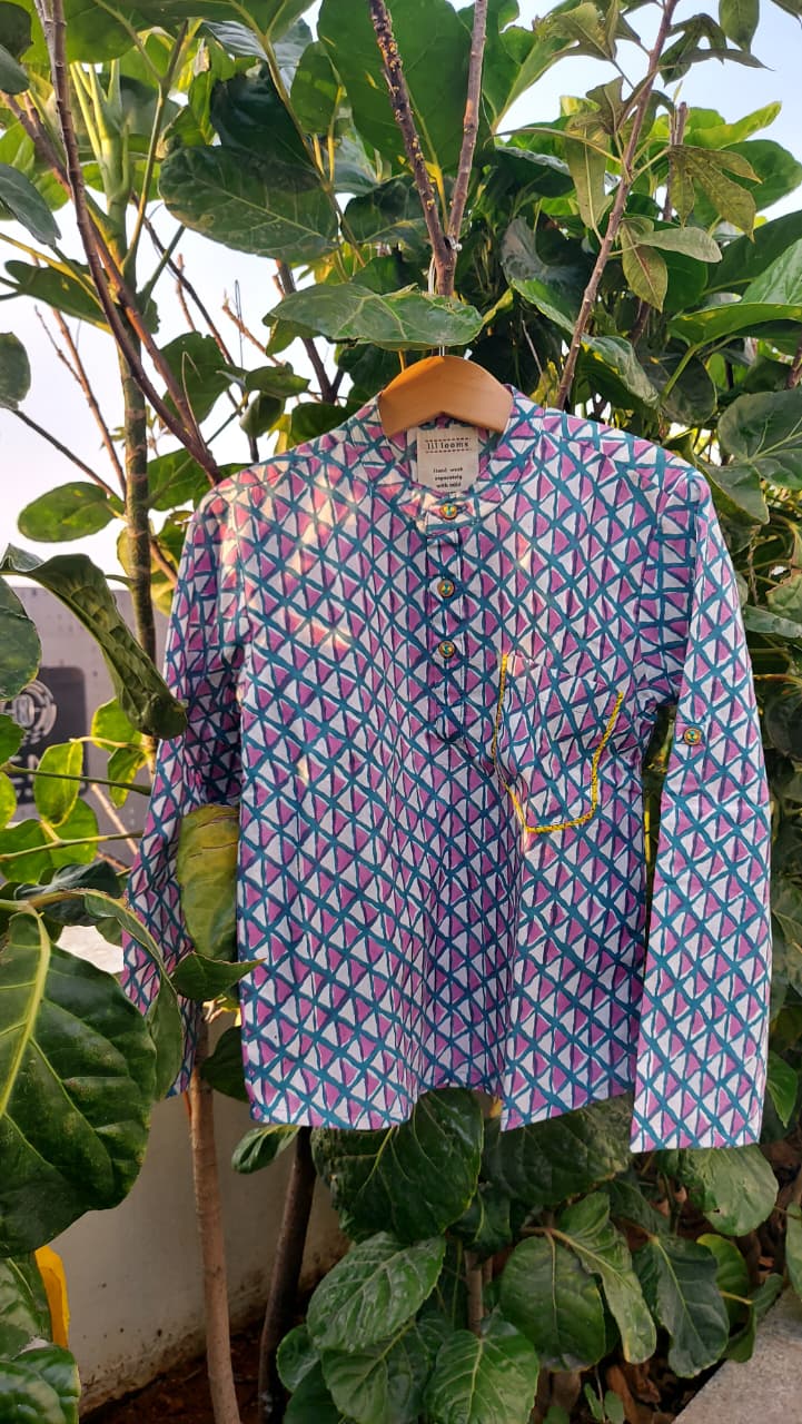 Blueberry Bloom Full-Sleeve Kurta