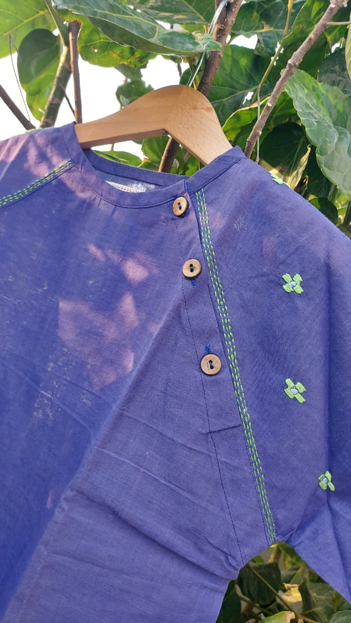 Uni Festive pop blue cotton kurta