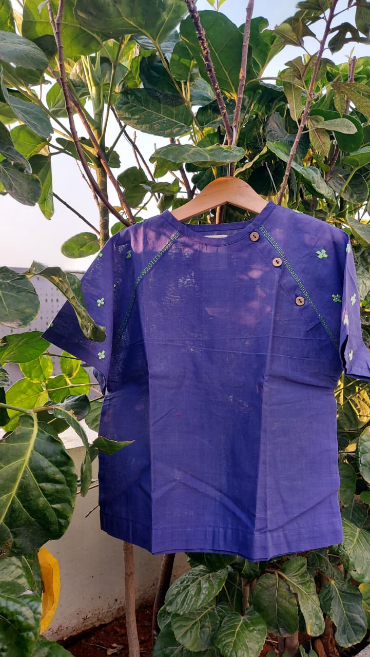 Uni Festive pop blue cotton kurta