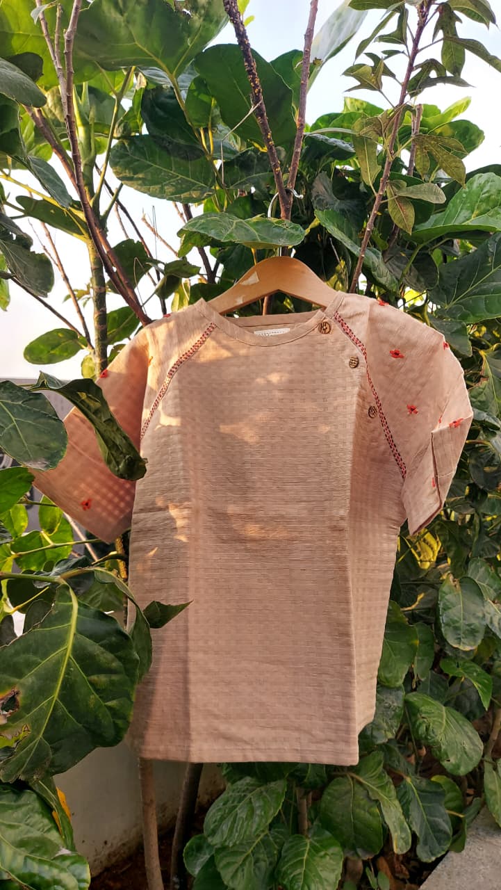 Uni Festive pop beige cotton kurta