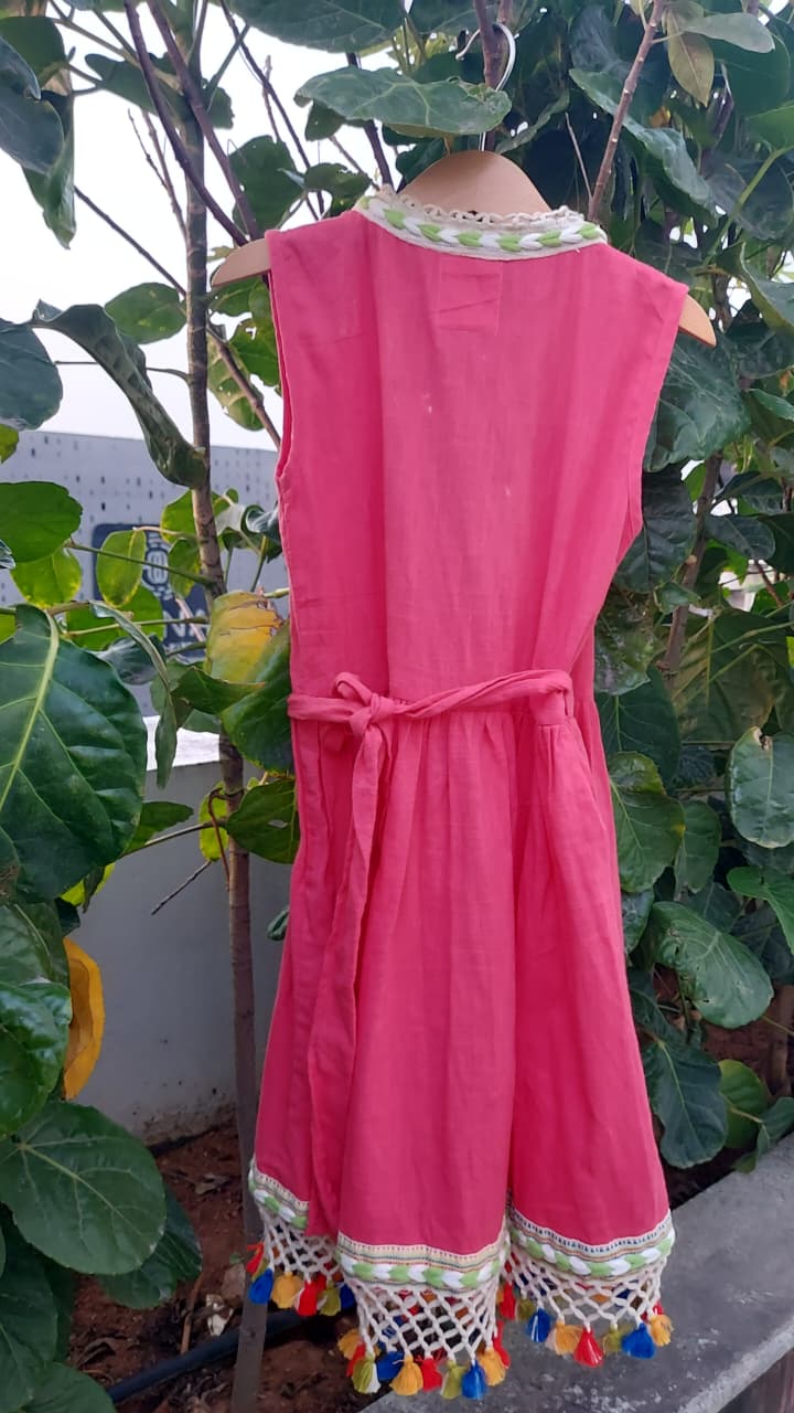 Petal Wrap Cotton Dress (Pink)