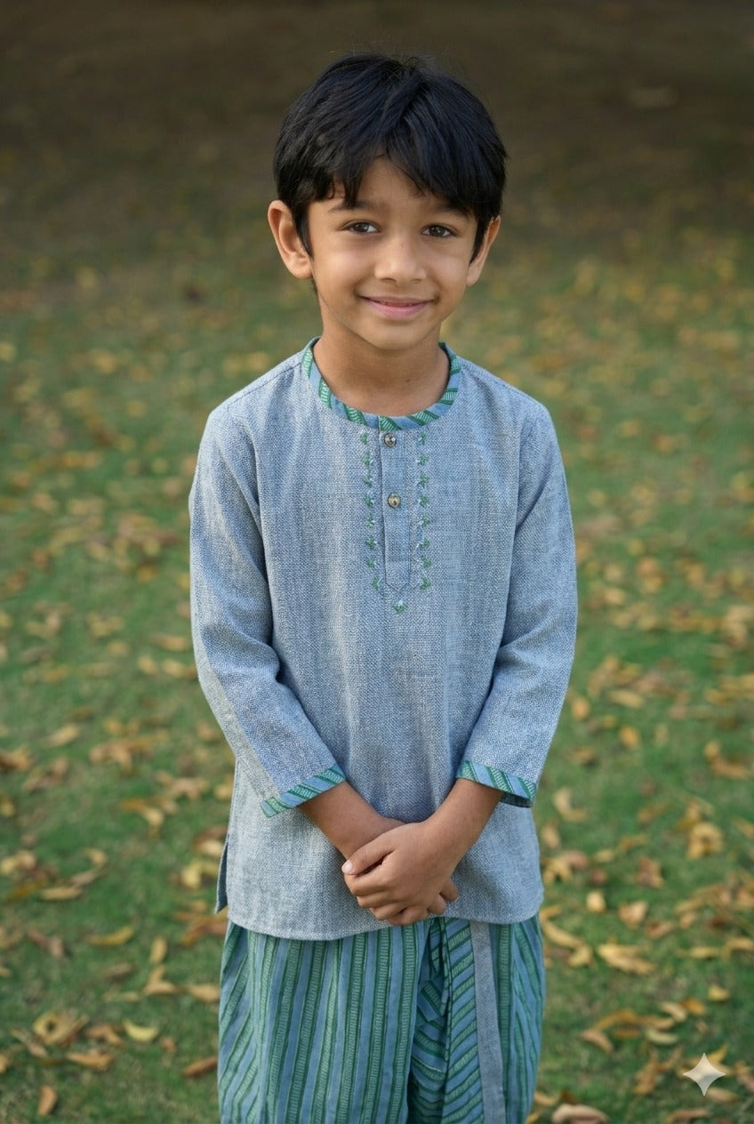 Teal Tales Dhoti Set