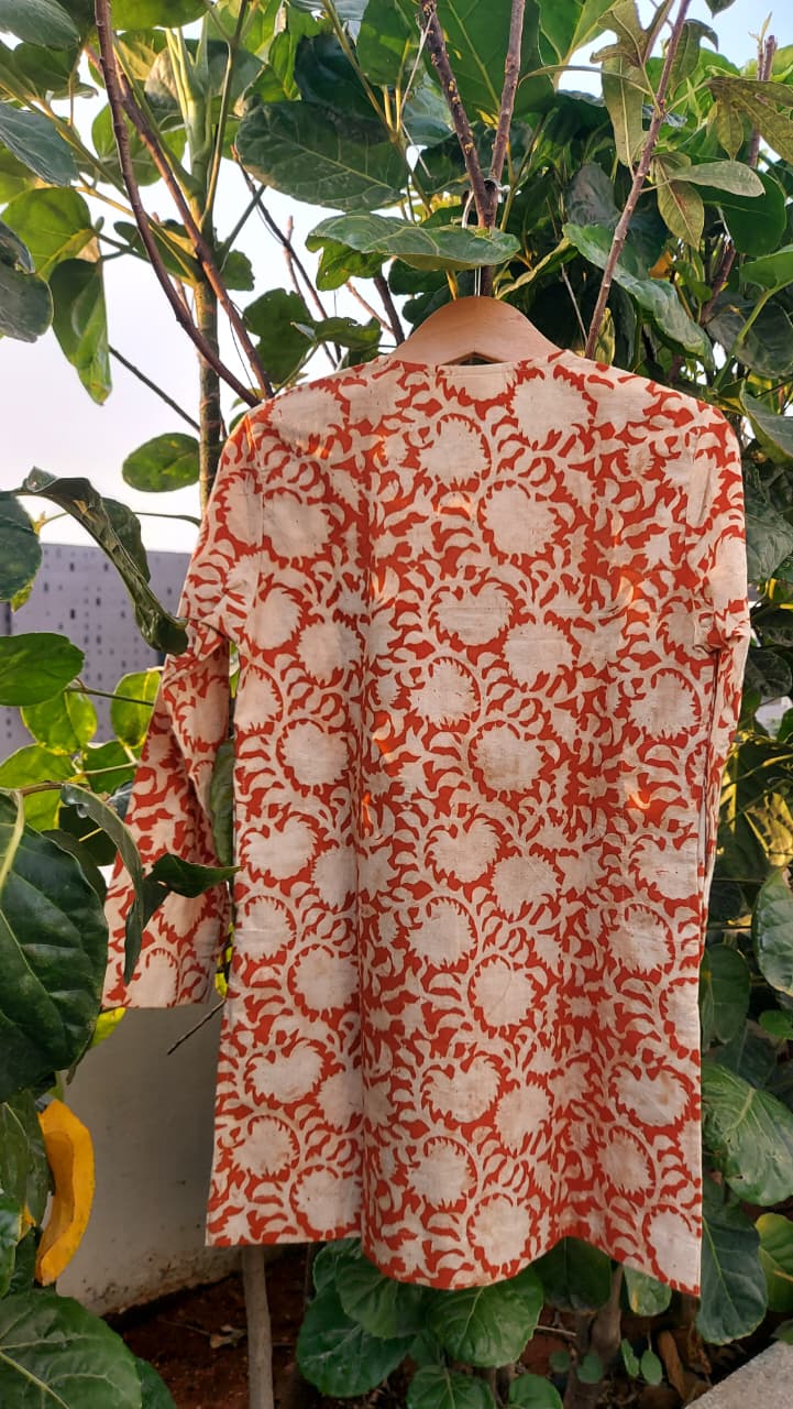 Aarav Orange Khadi Kurta