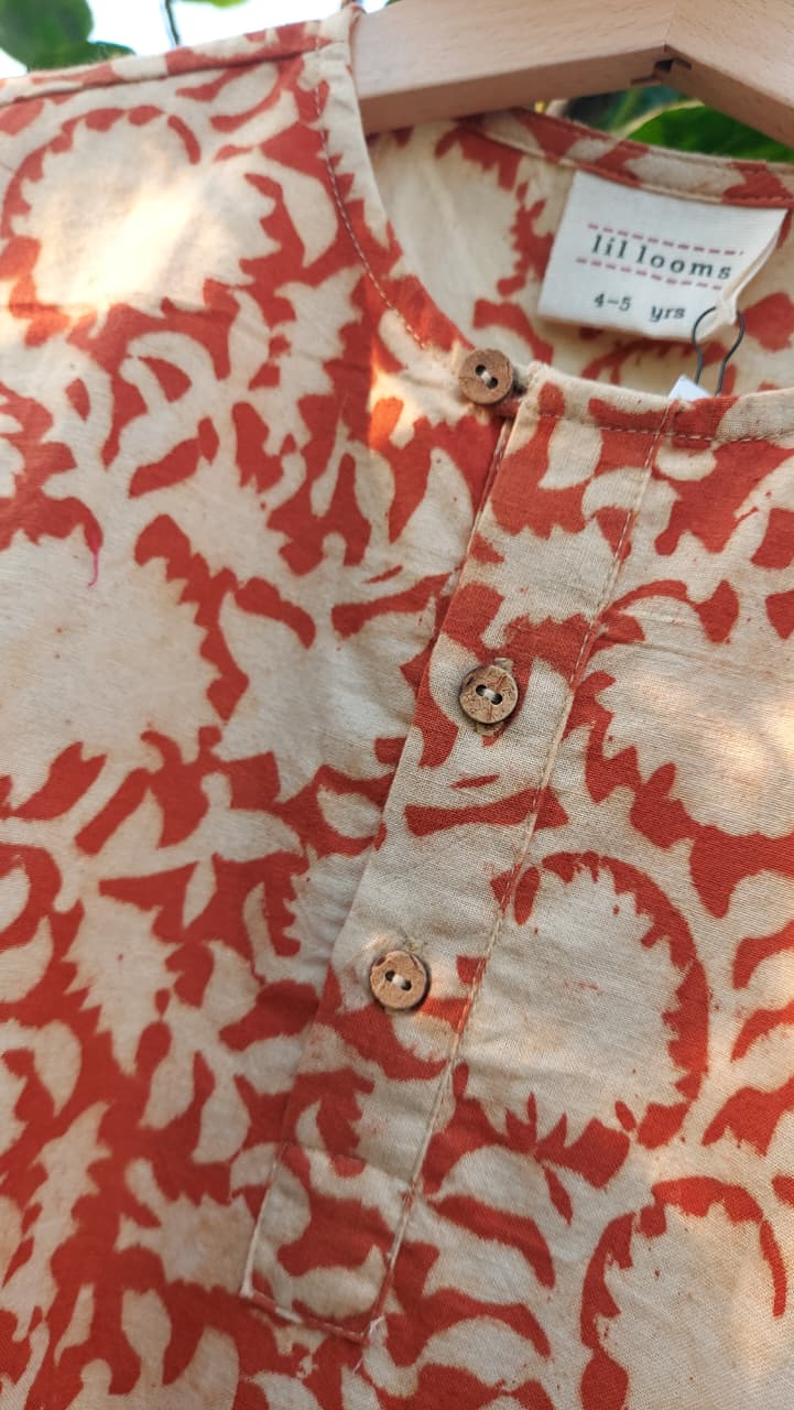 Aarav Orange Khadi Kurta