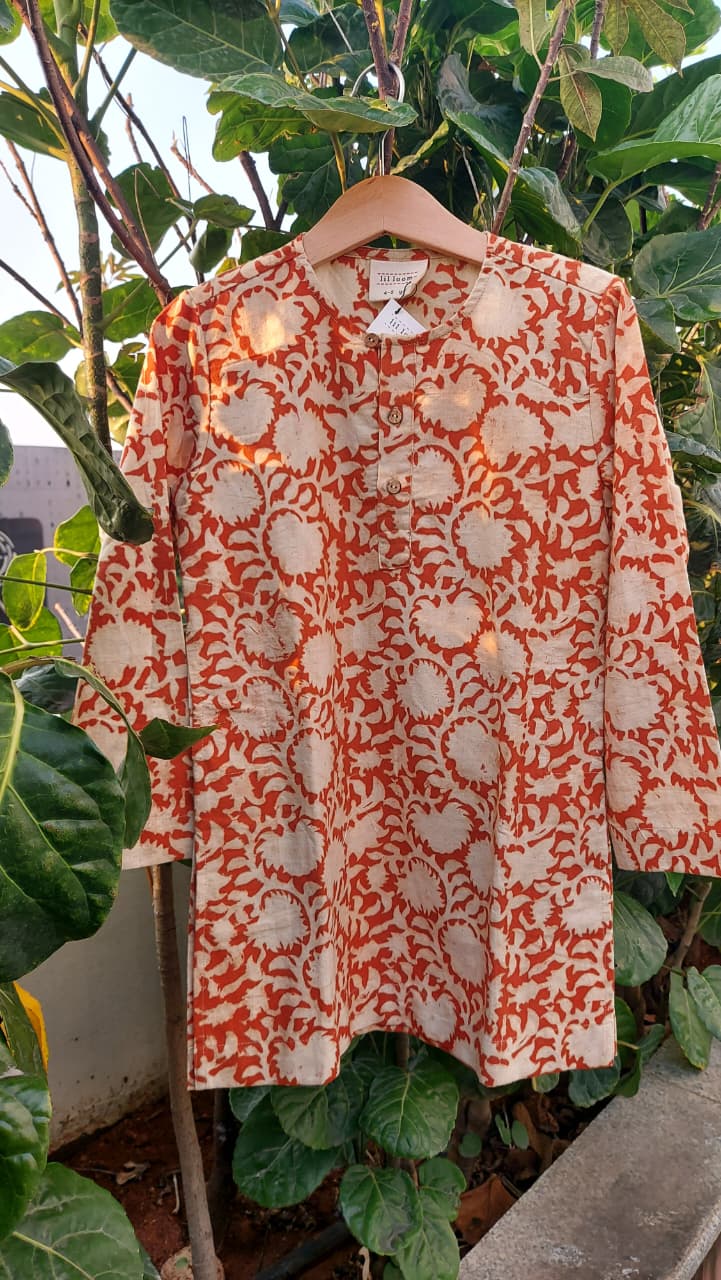 Aarav Orange Khadi Kurta