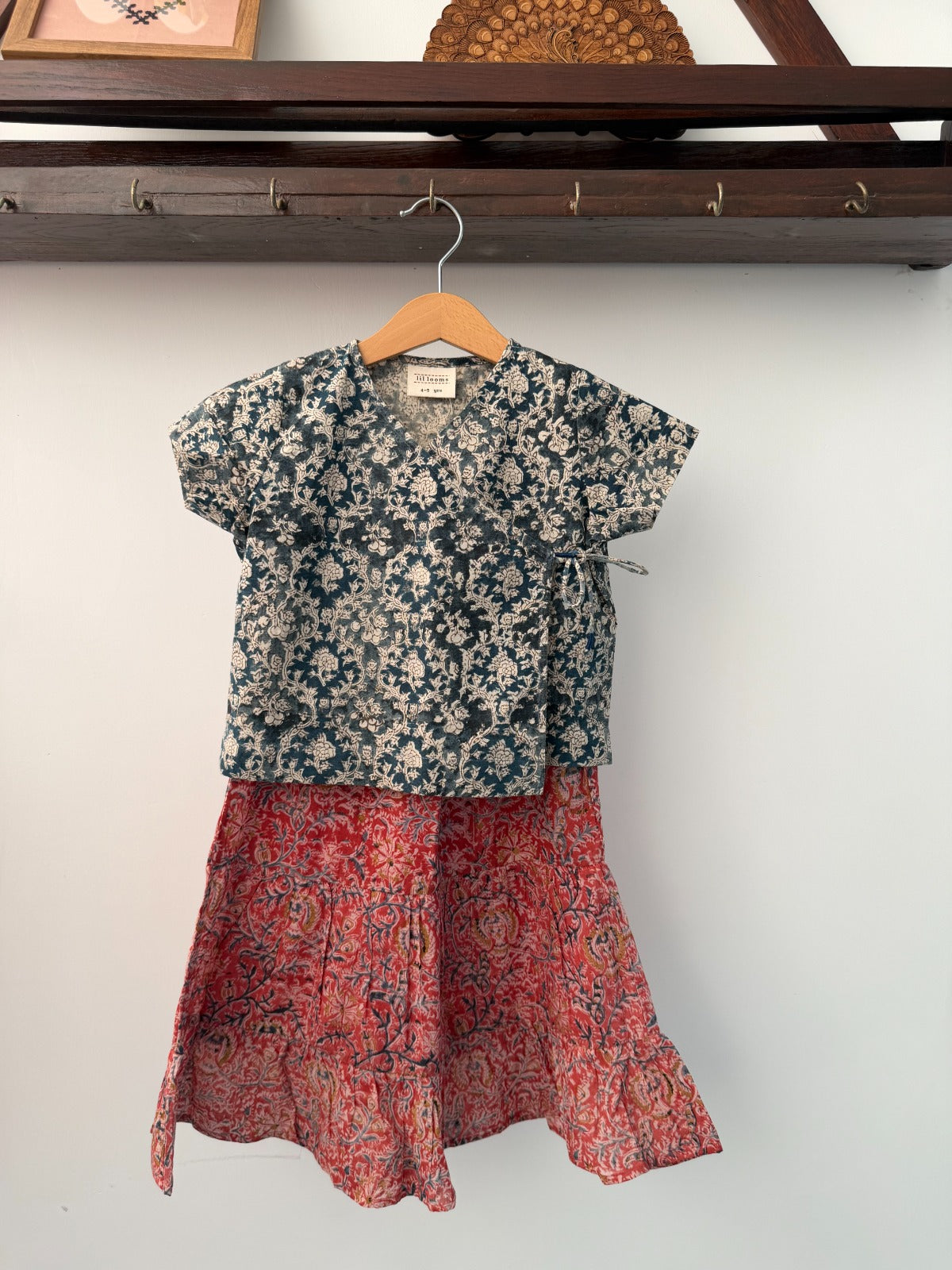 Kalamkari Co-ord Set (Red blue)