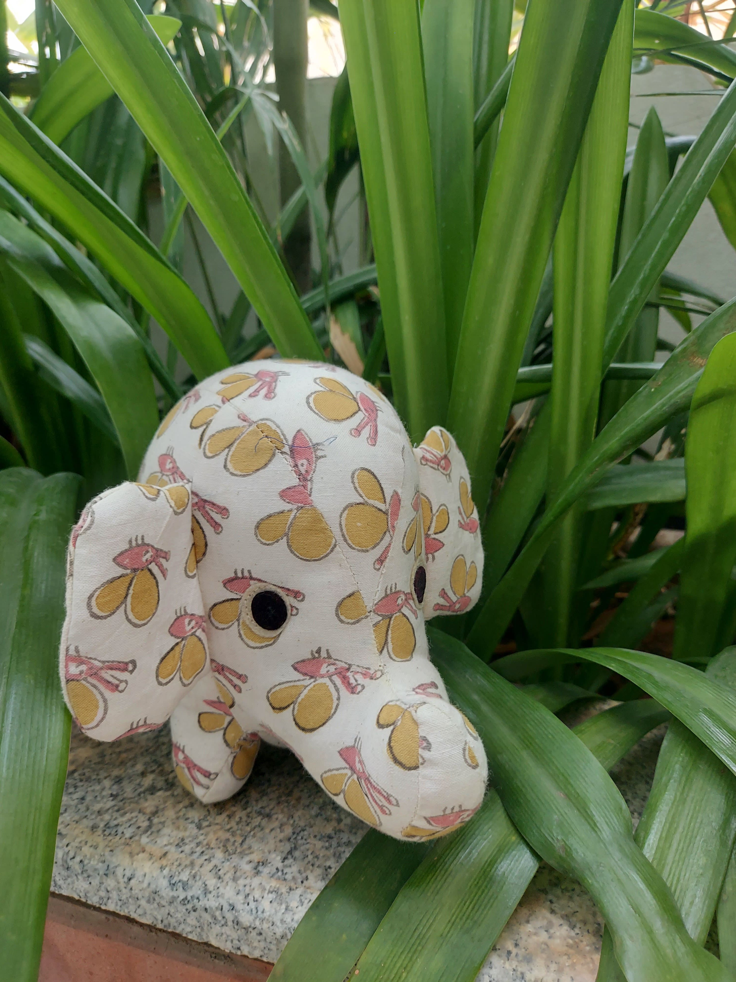 White Animal Print Elephants
