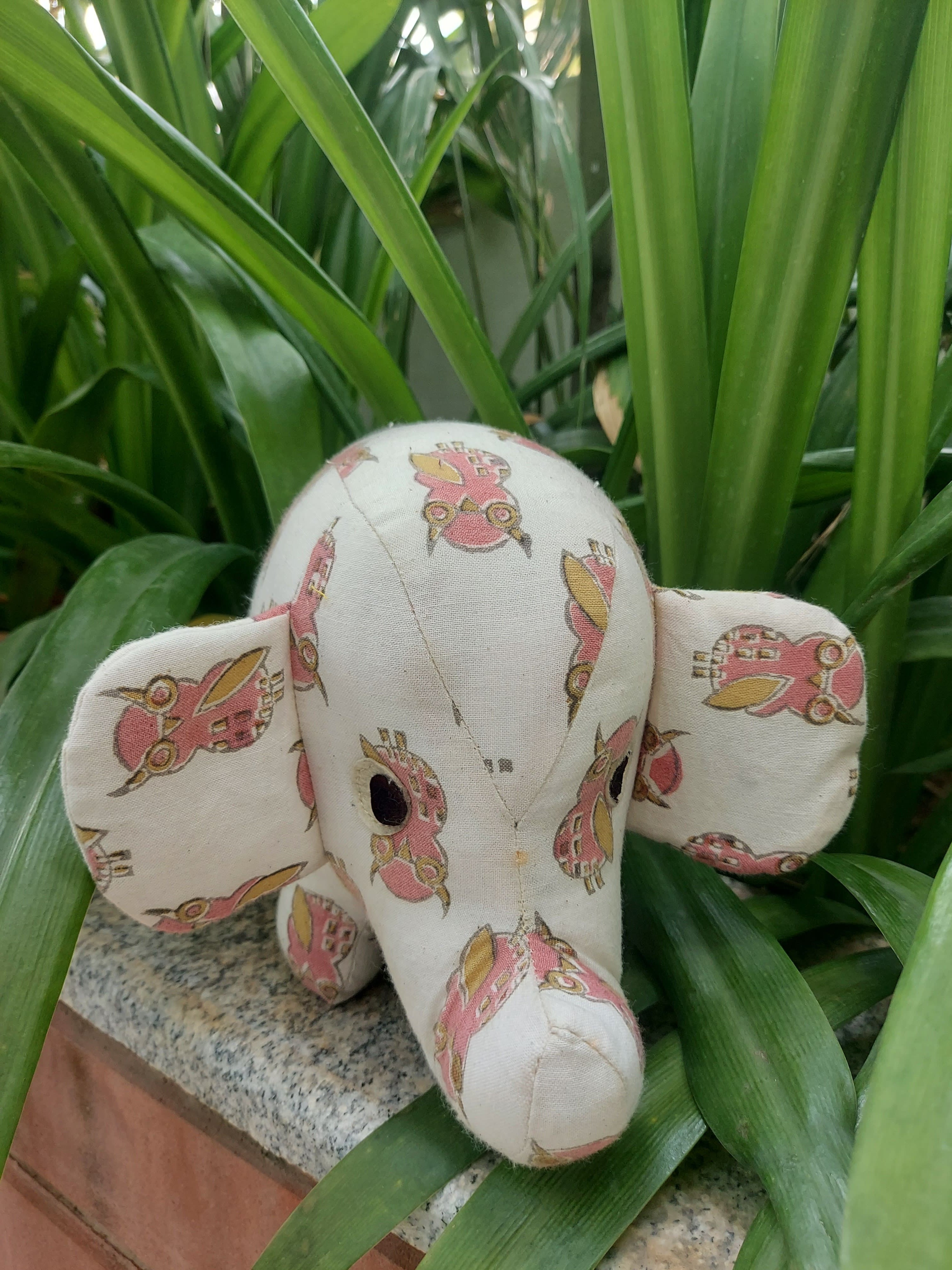 White Animal Print Elephants