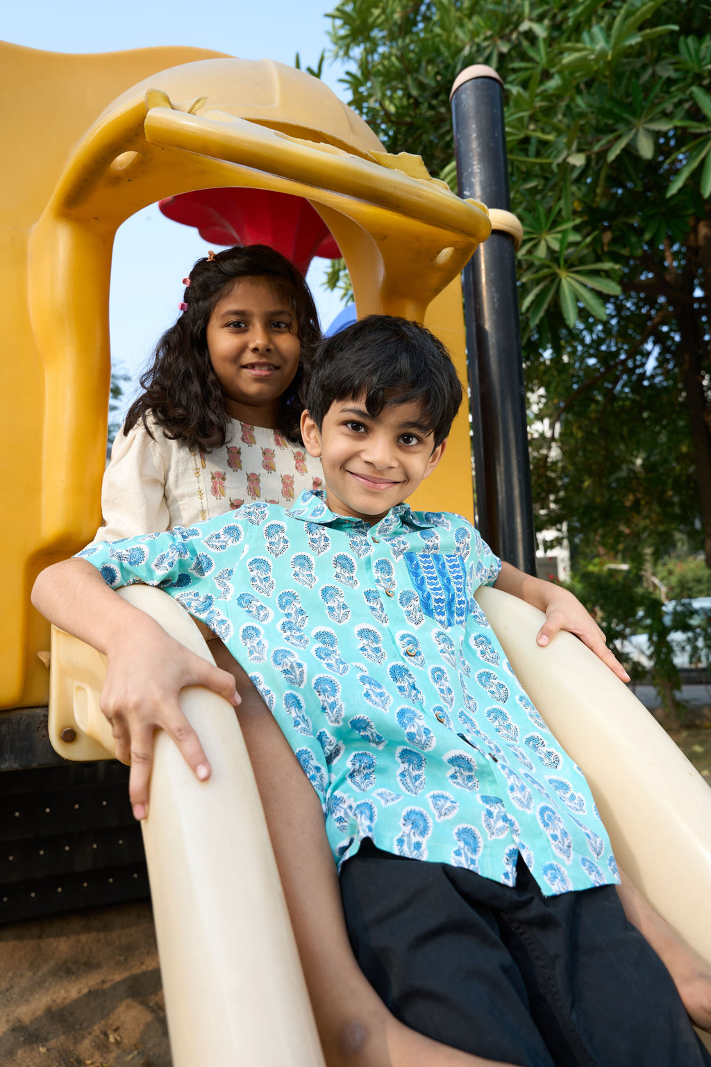 Aqua Bloom Handblock Shirt