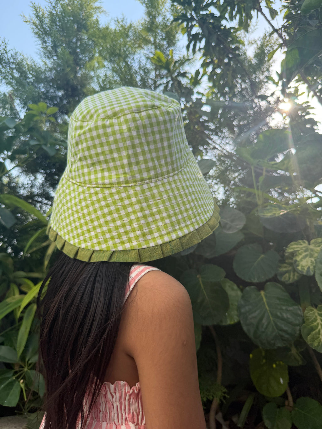 Green Gingham Sunshine Hat