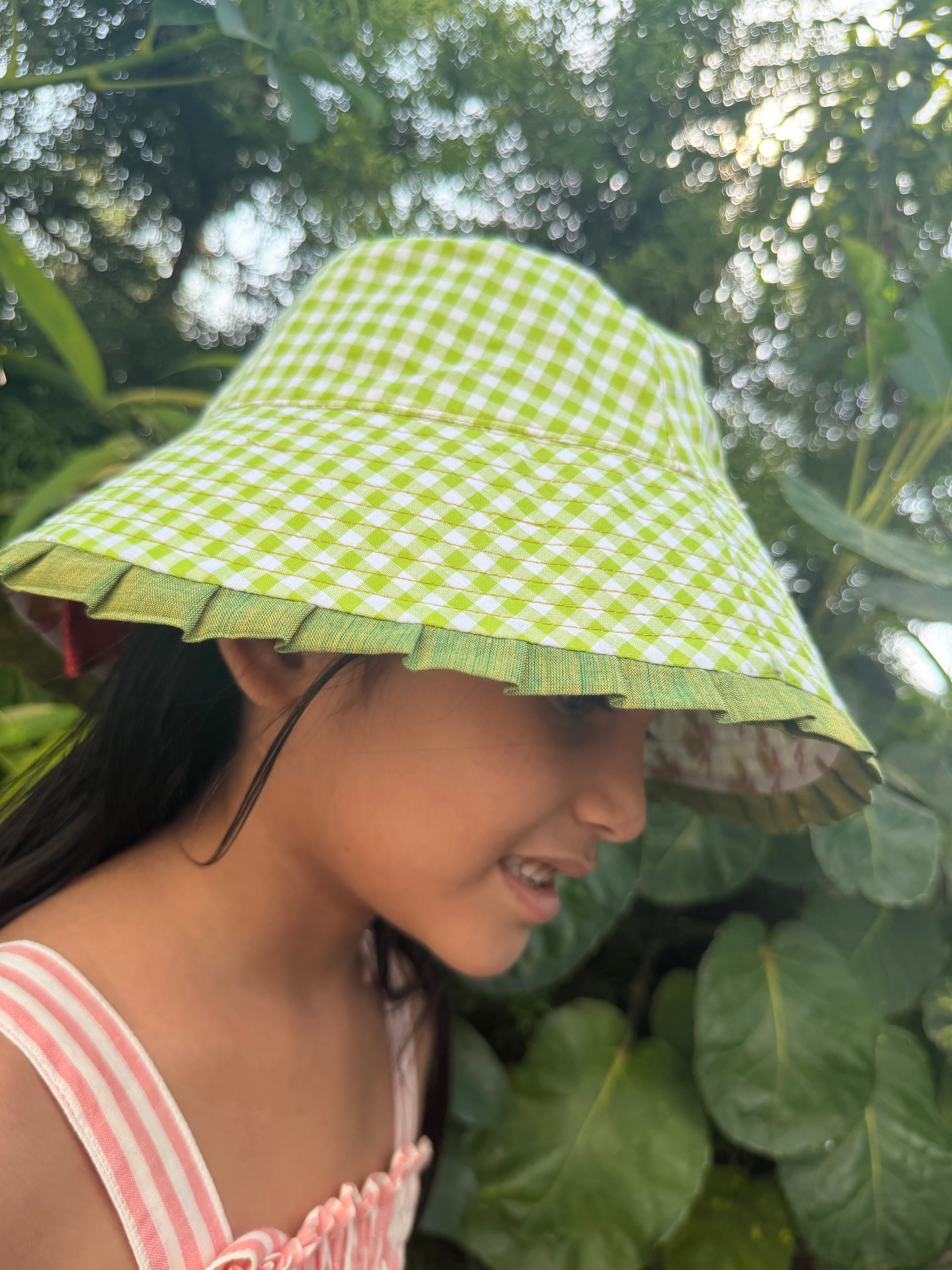 Green Gingham Sunshine Hat