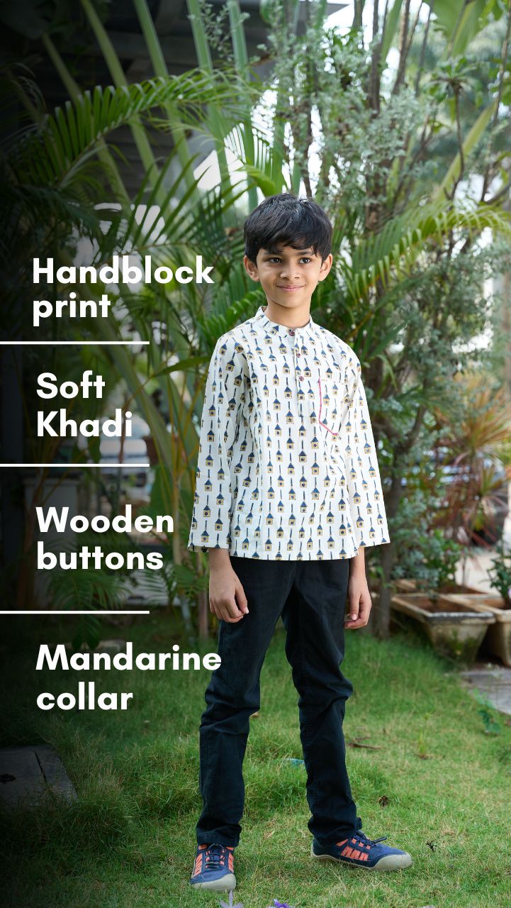 House of Kalamkari Khadi Kurta