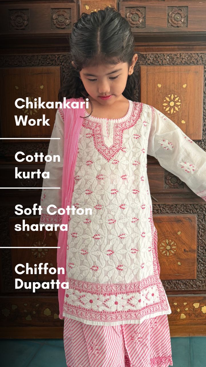 Pink Chikankari Sharara Set