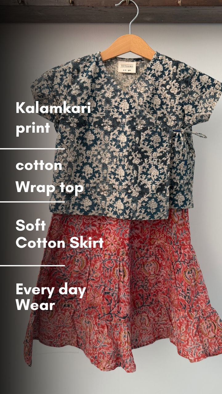 Kalamkari Co-ord Set (Red blue)