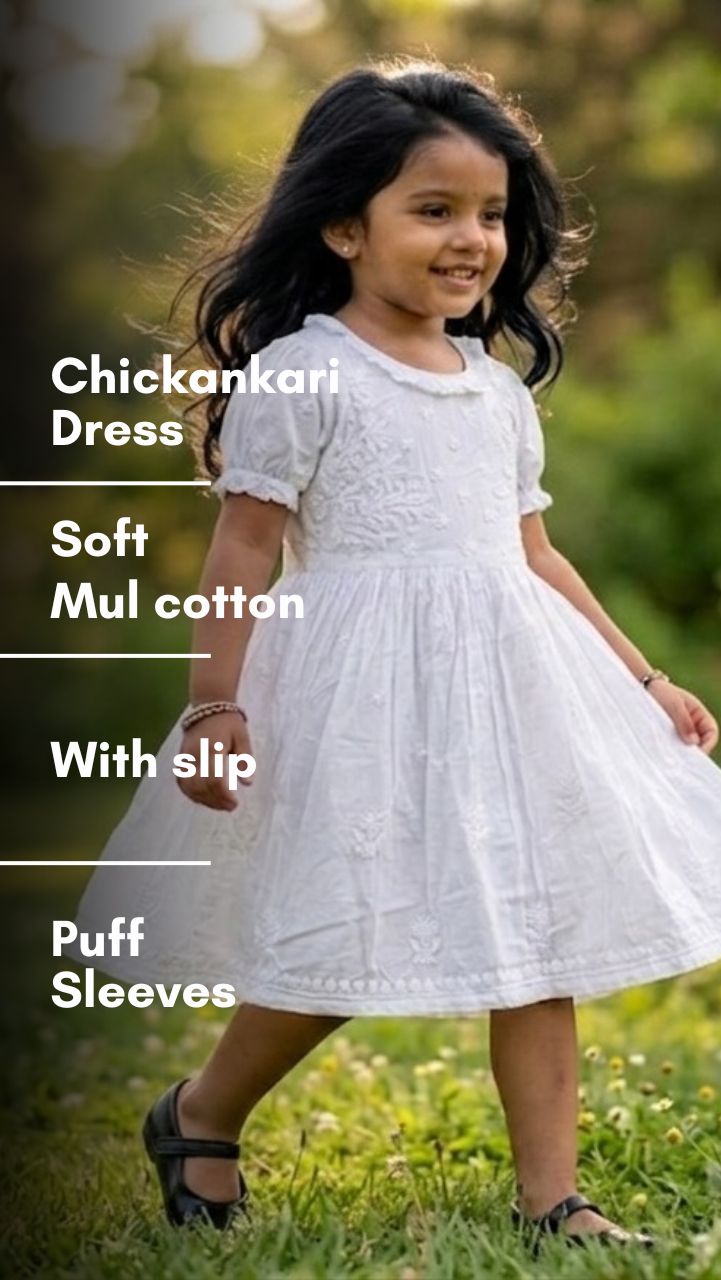 Bloom Chikankari Mul Cotton Dress