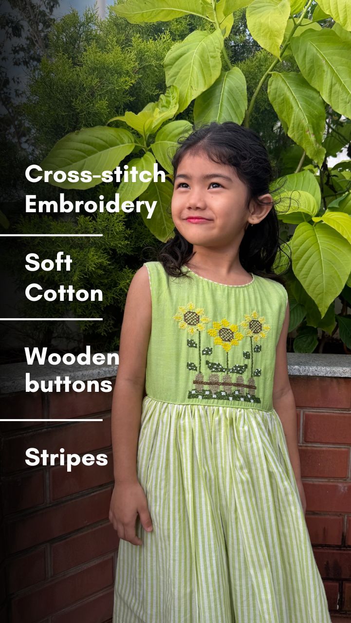 Sunny Fields Cross stitch Cotton Dress