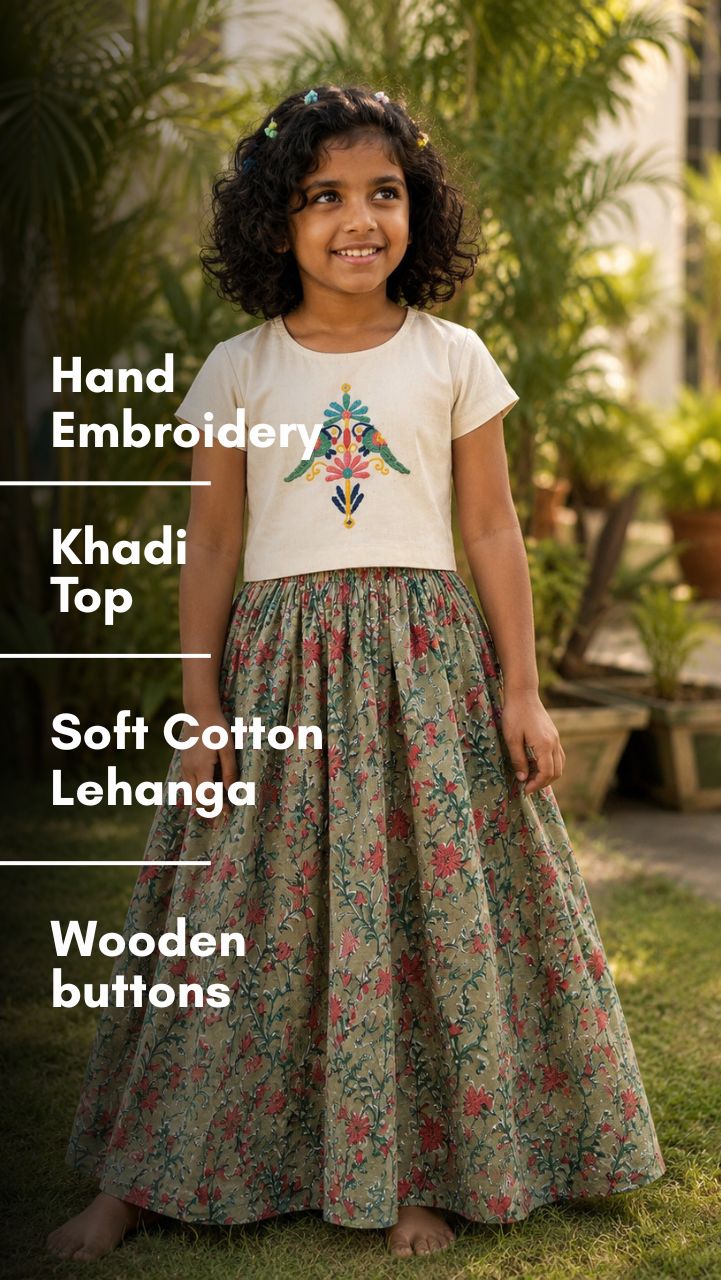 Olive Birdsong Lehenga set