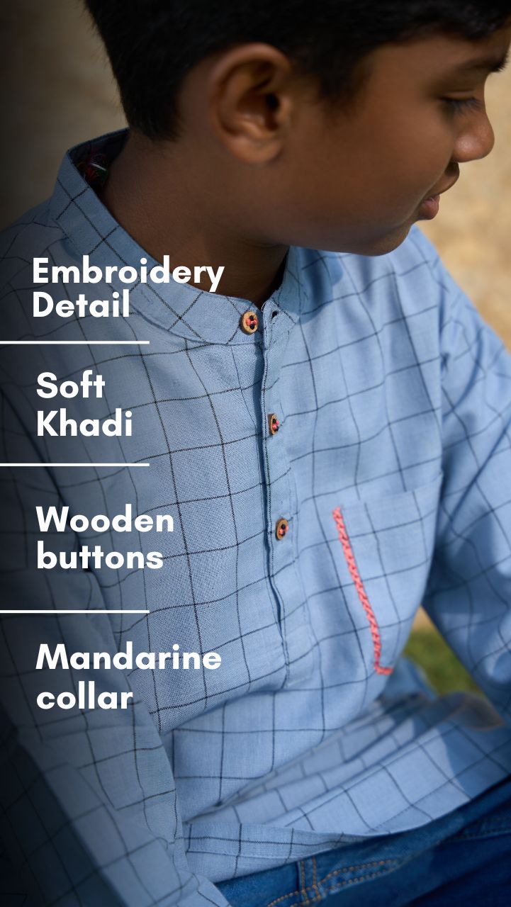 Grey Check Kurta