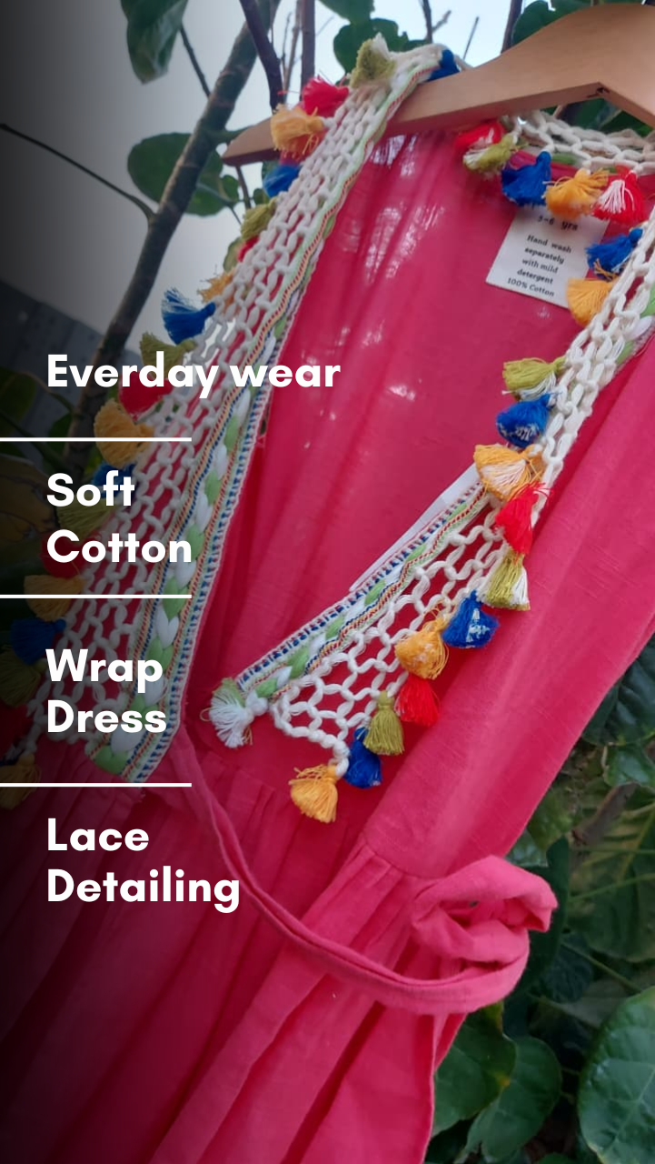 Petal Wrap Cotton Dress (Pink)