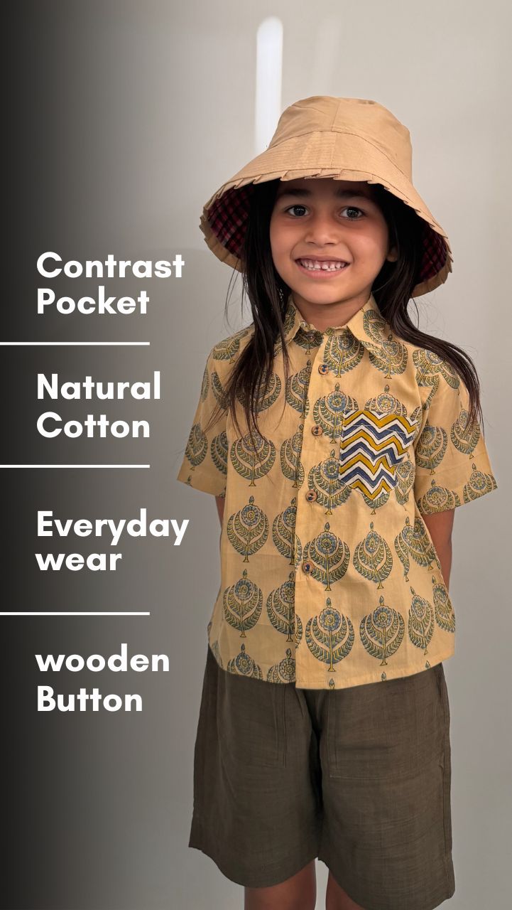 Brown Bloom Block Print Shirt