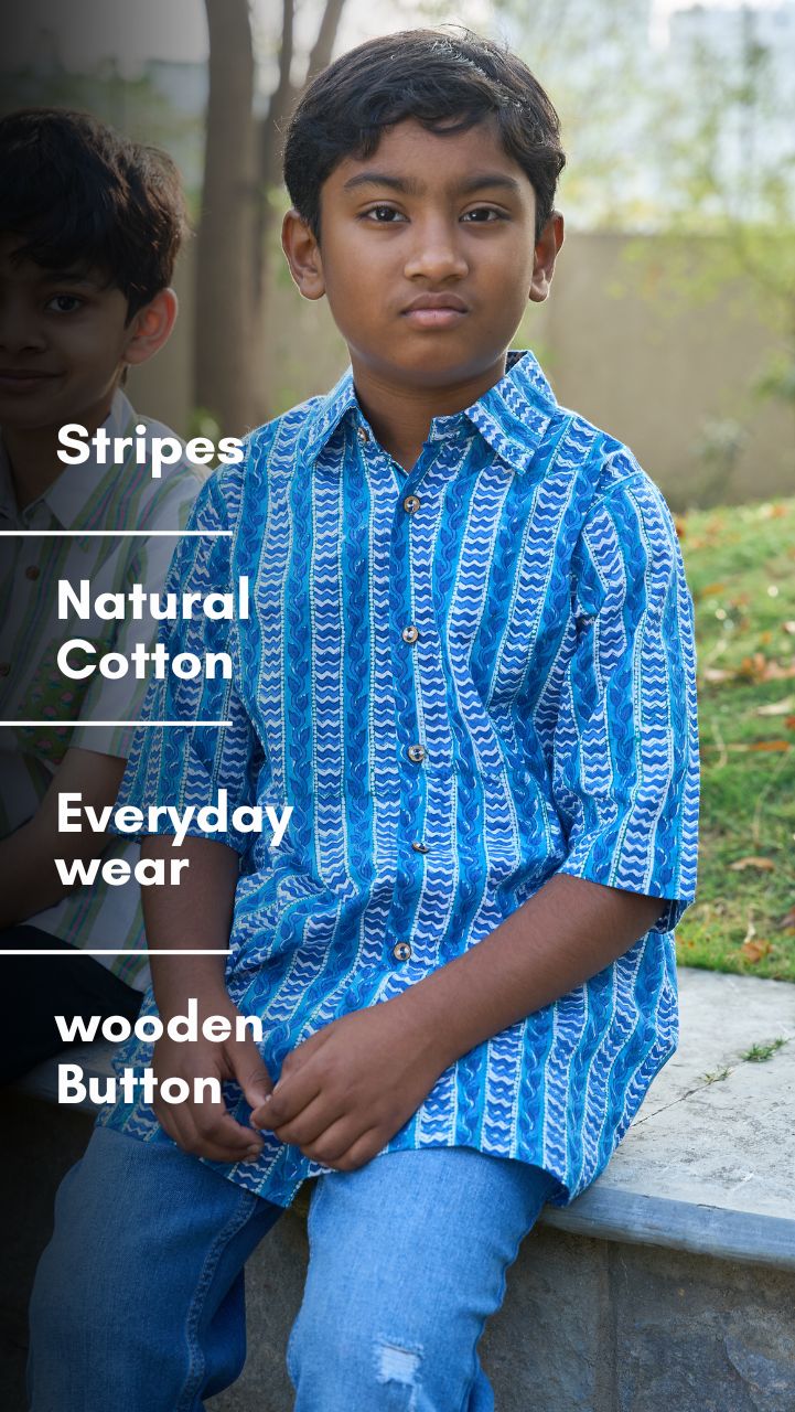 Indigo Stripe Handblock Shirt