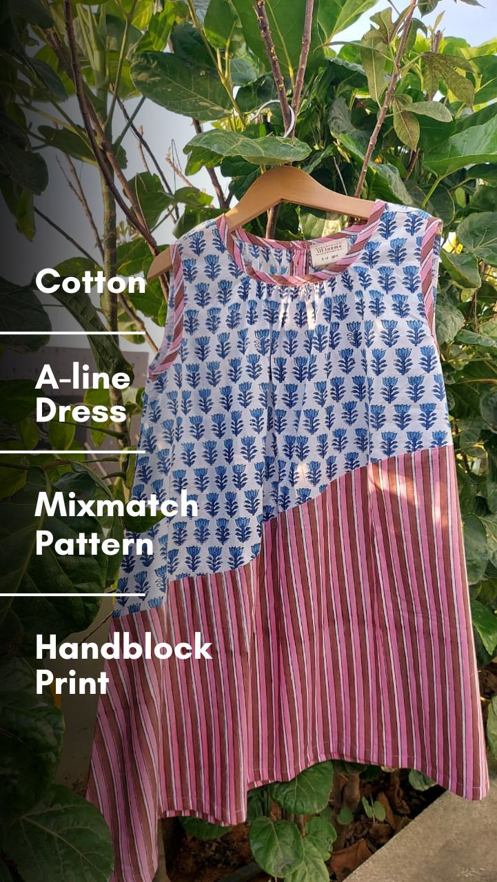 Lotus stripe A-Line Dress