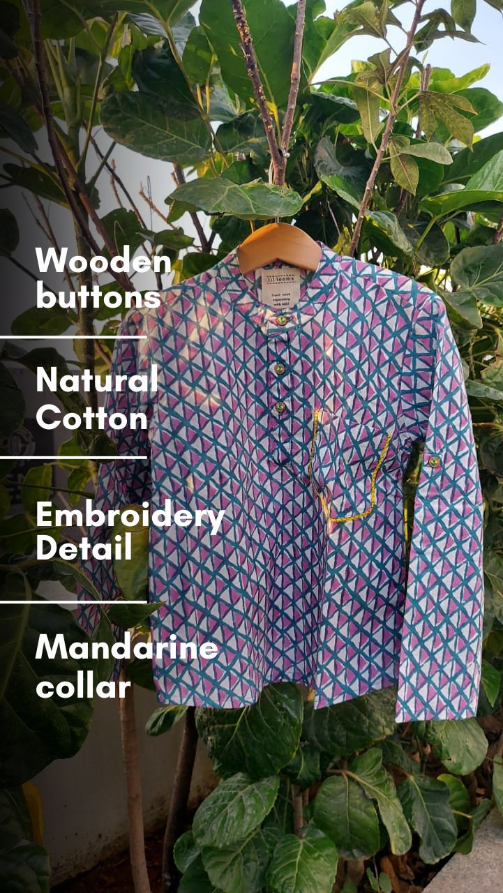 Blueberry Bloom Full-Sleeve Kurta