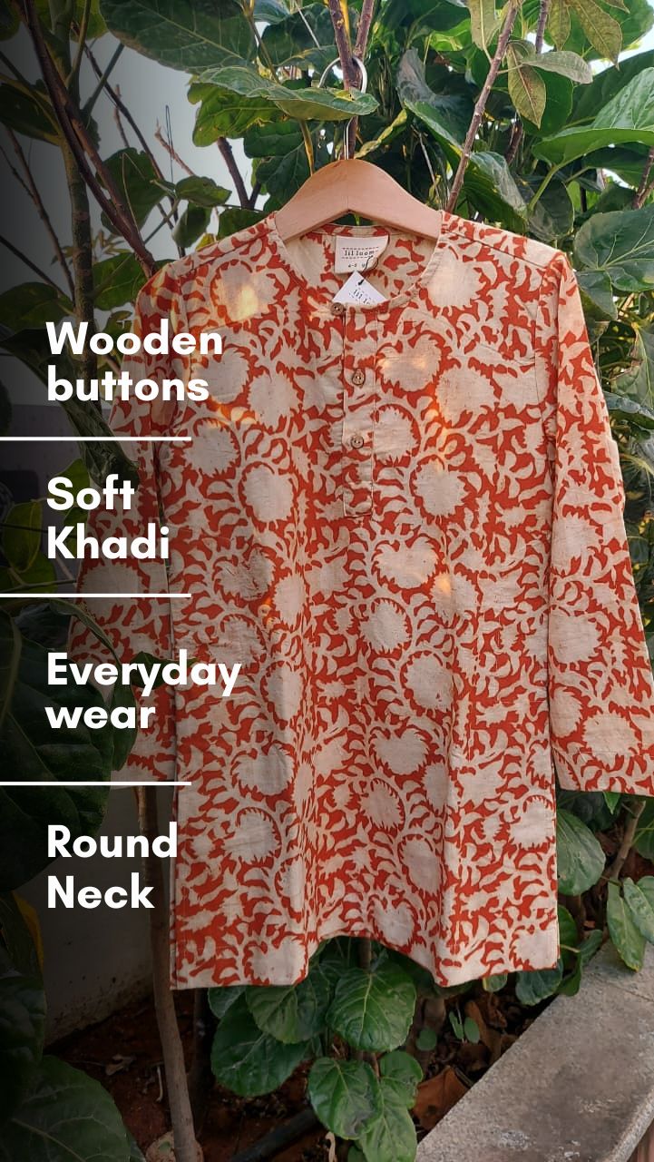 Aarav Orange Khadi Kurta