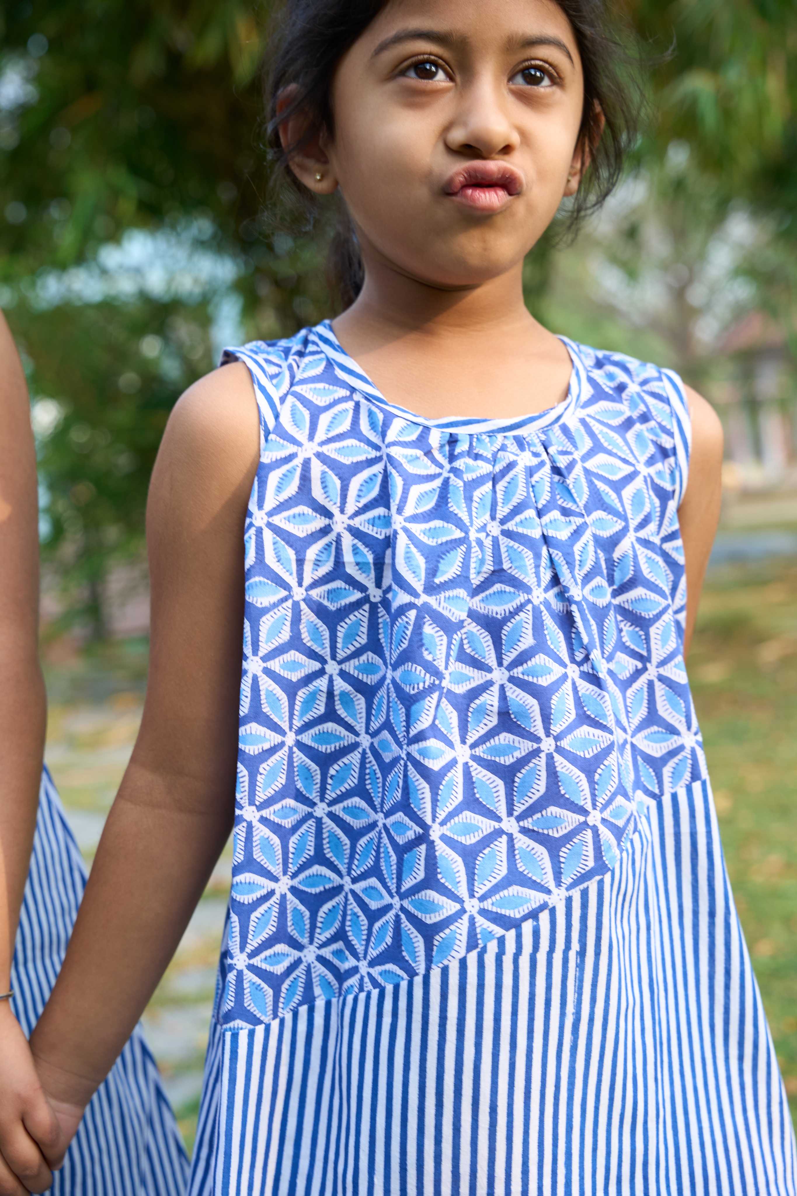 Indigo Color Block Dress