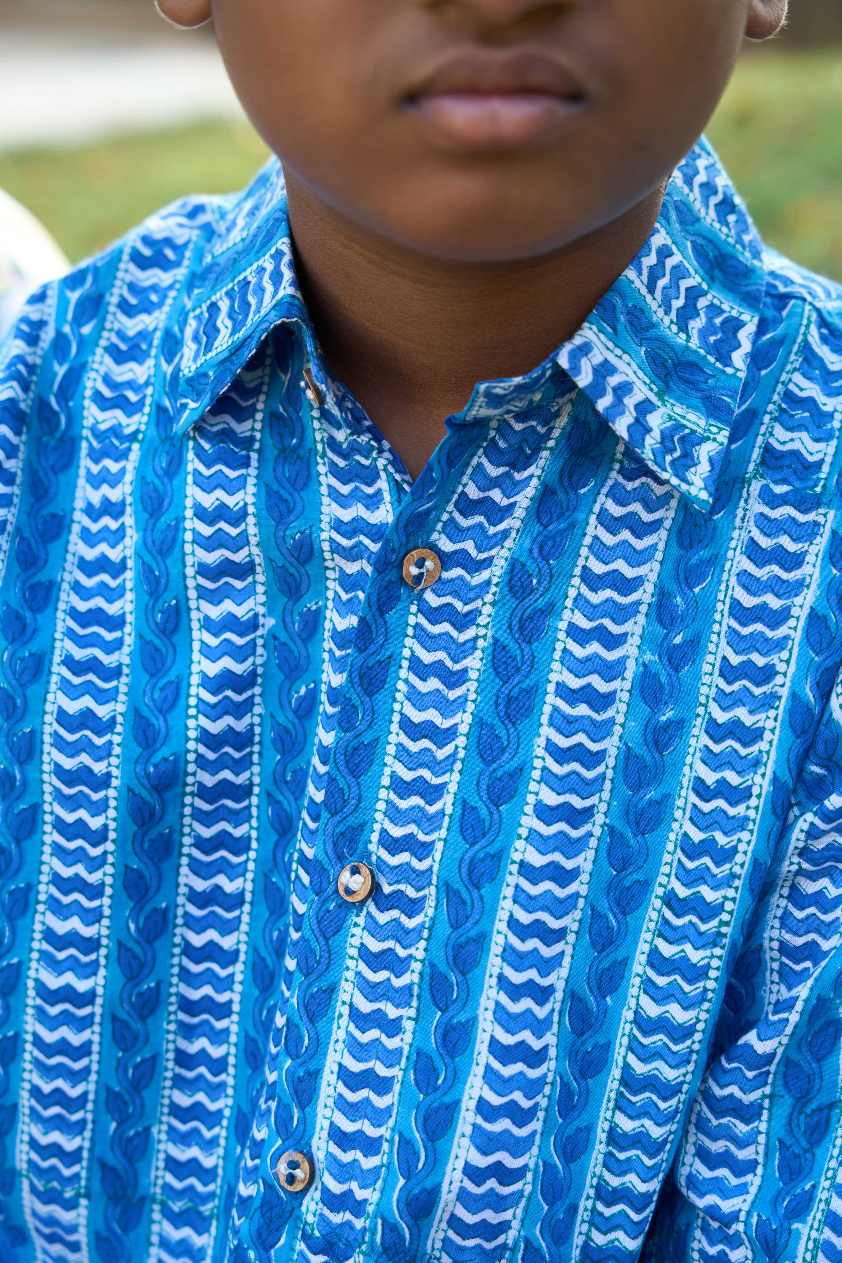 Indigo Stripe Handblock Shirt