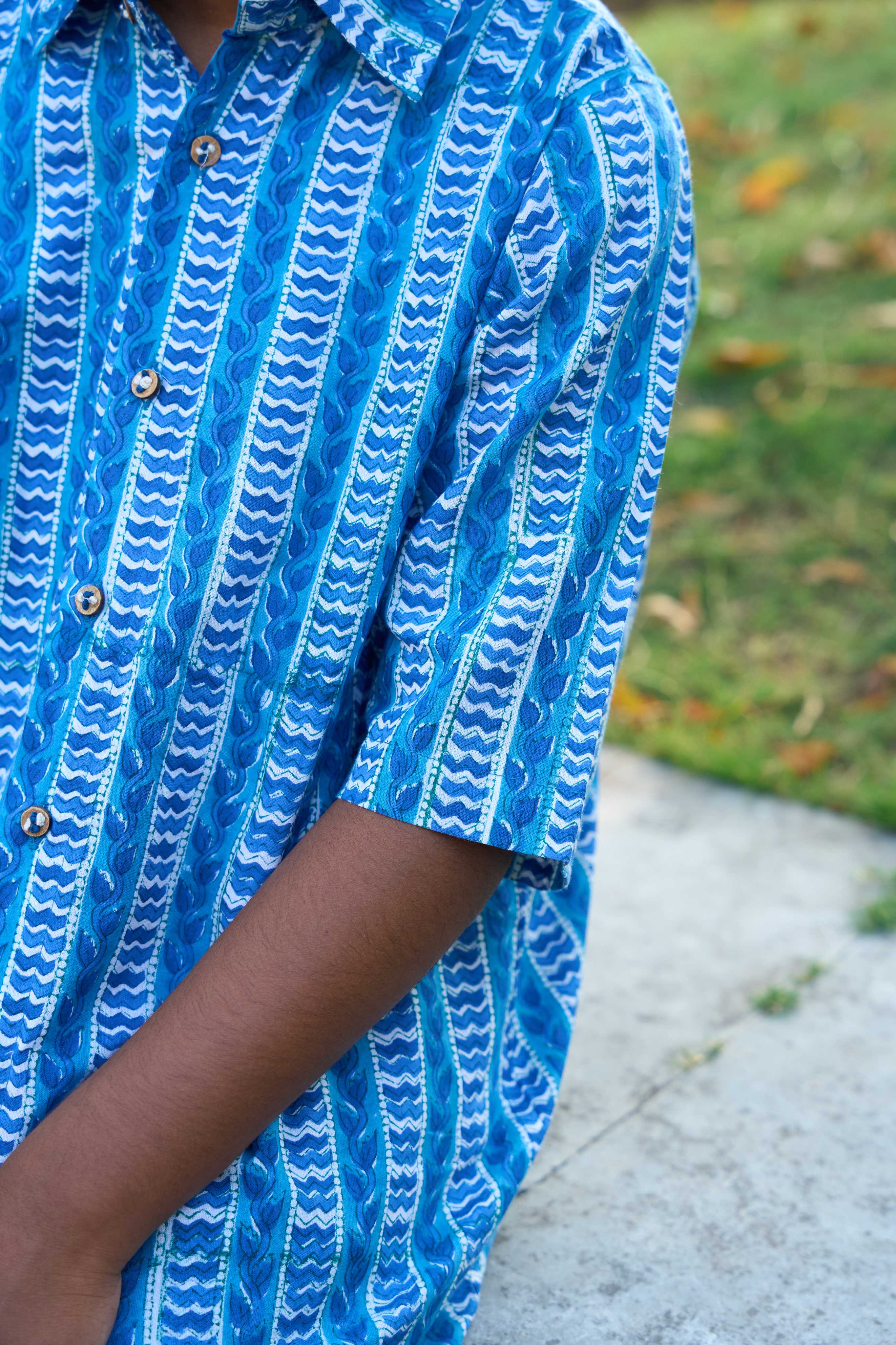 Indigo Stripe Handblock Shirt